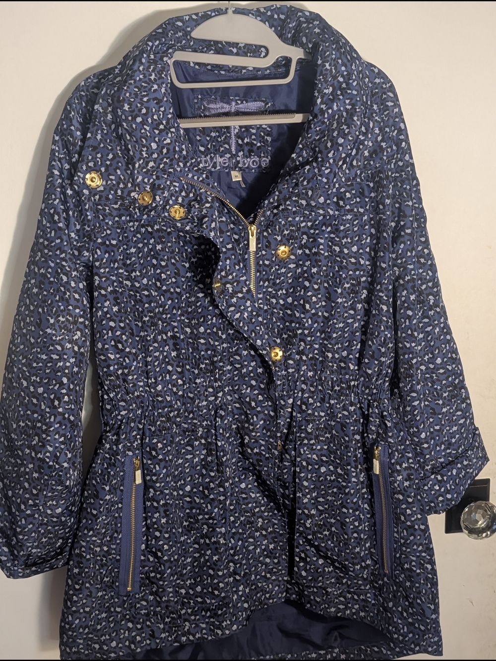 Tyler Boe Blue Leopard Print Newport Rain Jacket Utility Parka M